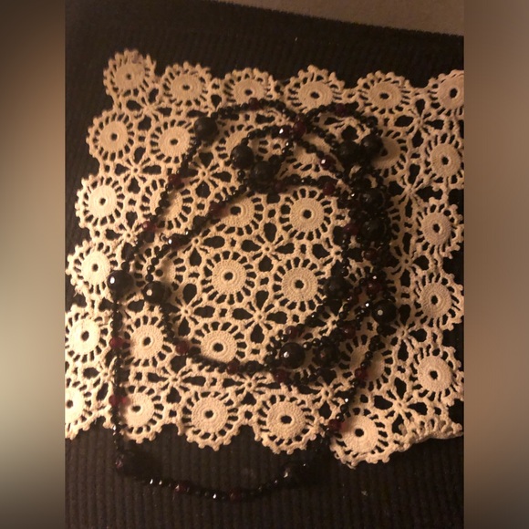 Extra Long Faceted Onyx & Garnet Necklace - 703 $65 or $60 w/offer - Picture 2 of 6